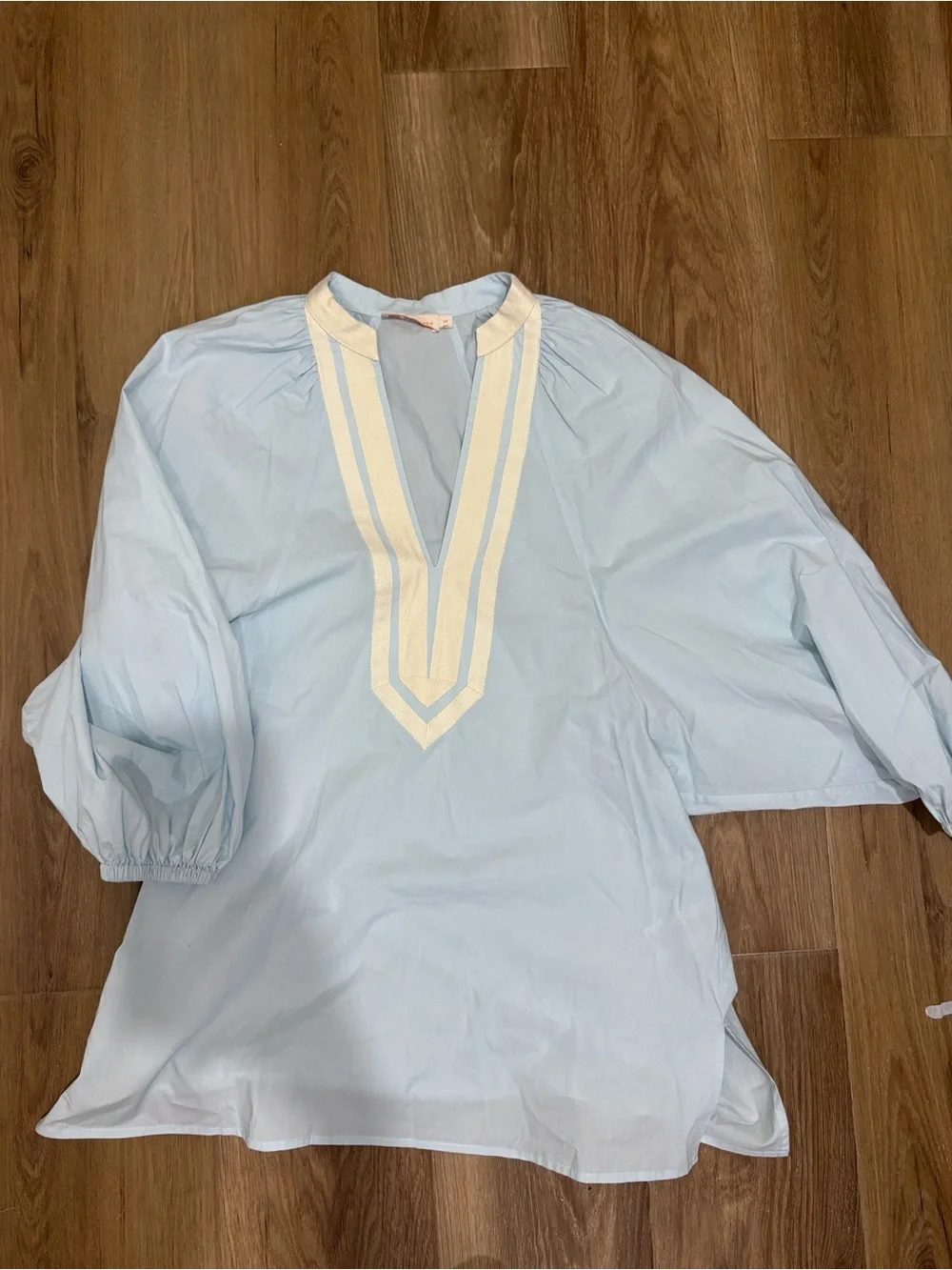 Tory Burch Light Blue Tunic with Cream Trim